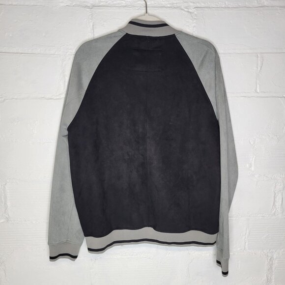 Ben Sherman Men's Medium Full Zip Jacket The Original Faux Suede Black Gray - Picture 2 of 4